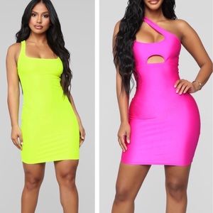 NWT! Fashion Nova Neon Dresses (2) Combo